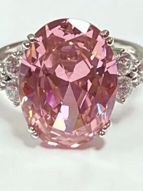 Sterling Silver Pink CZ Size 8 JTV